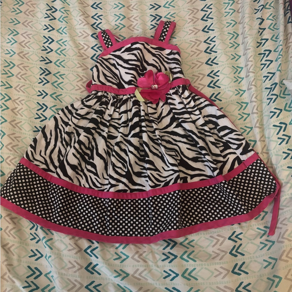 Youngland Zebra Print Dress with Pink Accents